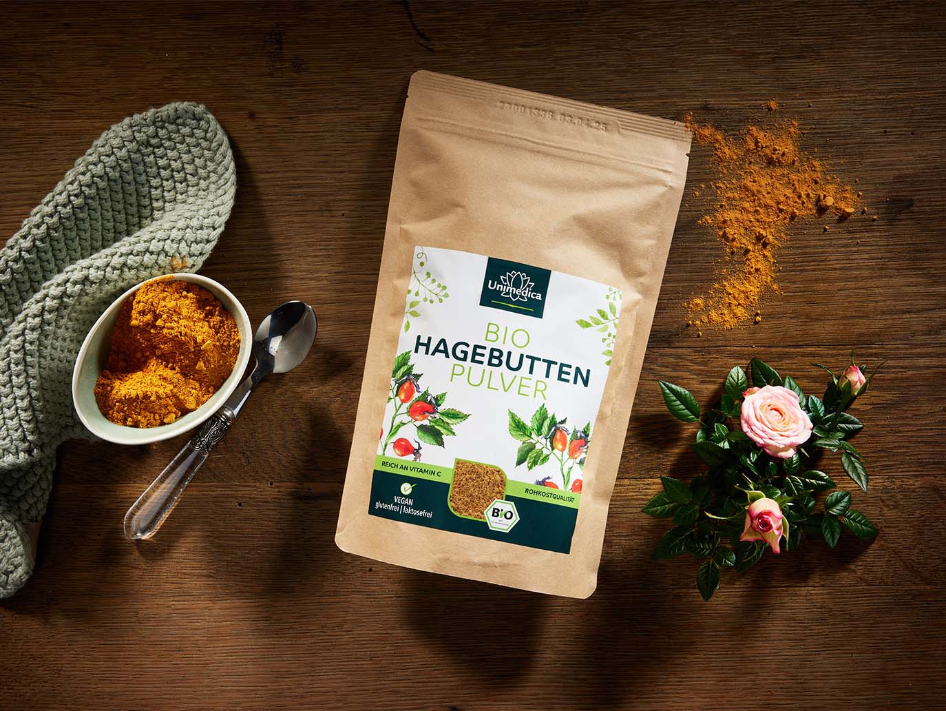 Poudre de cynorrhodon bio - vitamine C naturelle - riche en fibres - 500 g - de Unimedica